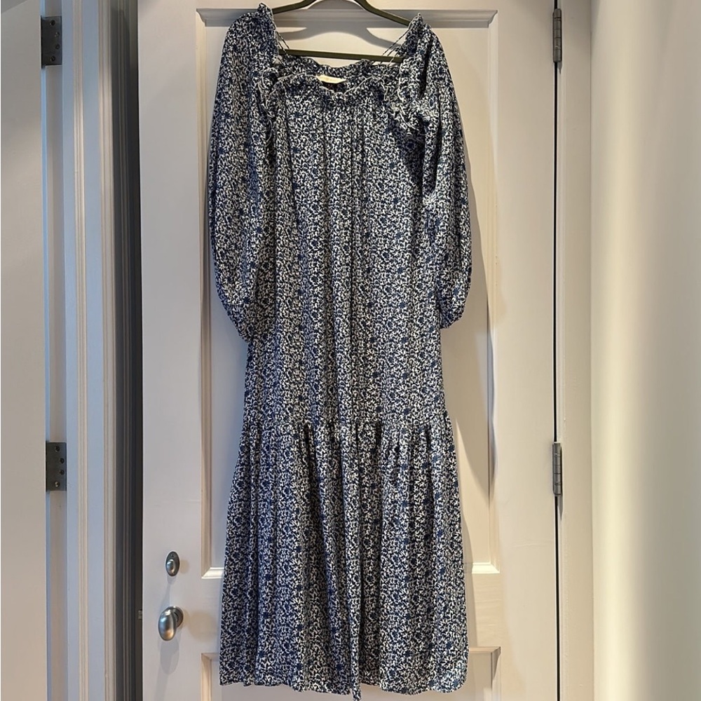 Tory Burch Blue and White Floral Print Dress